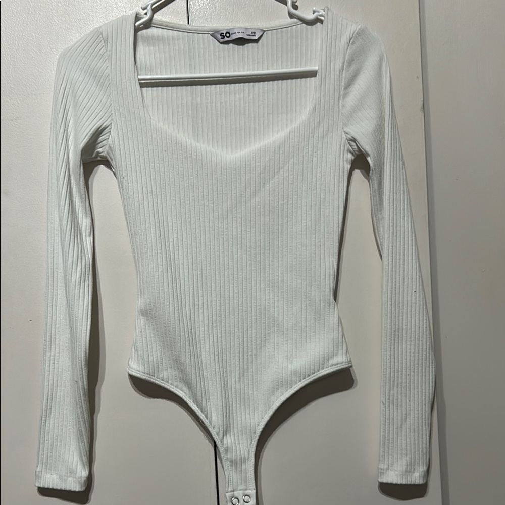 SO Ribbed Long Sleeve Bodysuit - White